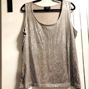 💜 3/$30 Plus Size 1X Sequinned NWD Tan Tank Top “It’s All About The BLING”